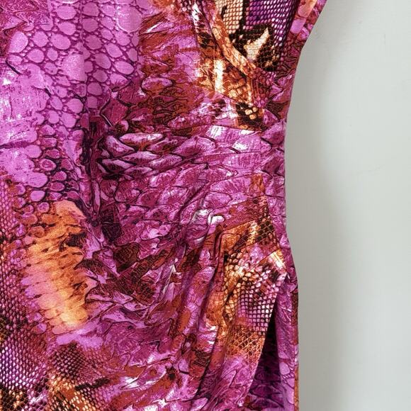 VTG Y2K Cache Bodycon Dress Stretch Ruched Size S Pink Animal Prints 90s Sexy - Picture 7 of 10